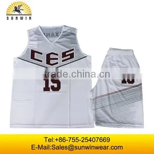 2016 Popular Style Sublimate Basketball Jerseys 100%polyester Basketball Wear Basketball Sets White/black/red Color thumbnail-1