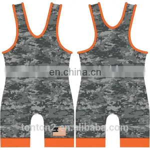 Cheap Sublimated Camo Singlet Wrestling Singlet for Sale thumbnail-1