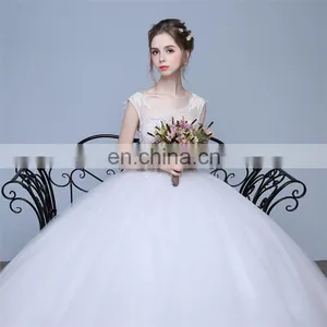 HS1604 Vintage Lace Applique Sheer Wedding Dresses 2017 Elegant Court Train Ruched Tulle Plus Size Bridal Gowns Custom Made thumbnail-1