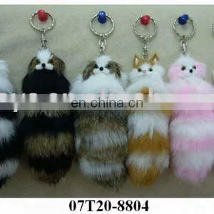 Lovely Cat & Dog HandCraft of Rabbit Fur -keychain ! BEST PRICE! thumbnail-1