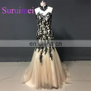 Free Shipping 2017 High Neck Prom Dresses With Appliques Lace Formal Evening Gowns thumbnail-1