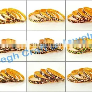 One Gram Gold Plated Bangle Set - South India Gold Plated Kada Set - Wedding Wear Bangles - Wholesale Traditional Bangle thumbnail-2