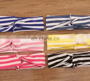 Wholesale Elastic Headwear Turban Headband Wrap With Strip Design Hair Band for Kid thumbnail-4