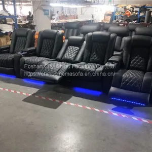 Modern Electric Recliner Home Theater Sofa,black Leather Power Private Cinema Sofa,power Home Theater Seating thumbnail-2