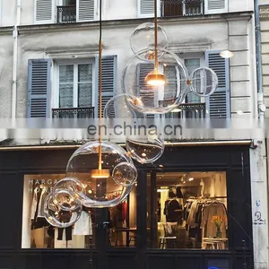 Modern Cear Bubbles Decorative Glass LED Hanging Pendant Light Chandelier thumbnail-5