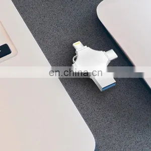 USB 2.0 Flash Drive Metal USB Memory Stick Drive FOUR Functions in One U Flash Disk for IPhone/iPad/android/PC thumbnail-5