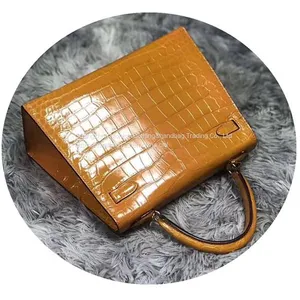 Kelly Bag Women's One-Shoulder Diagonal Bag 2022 New Trendy Crocodile Leather Platinum Bag thumbnail-2