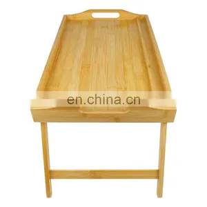 Eco Friendly Bamboo Tableware Rectangular Garden Party Serving Tray With Handle thumbnail-1