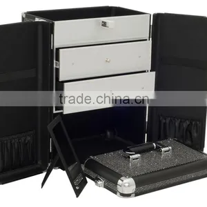 Professional Makeup Cosmetic Rolling Train Case Organizer Storage Case,beauty Makeup Vanity Case Trolley Case thumbnail-3