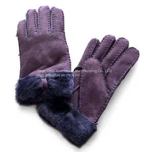 Fur Winter Gloves Wholesales Real Sheepskin Ladies Sheepskin Leather Gloves for Women thumbnail-5
