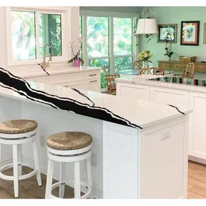 Code：1219，Calacatta Artificial Stone Quartz Slab Kitchen Countertops thumbnail-3