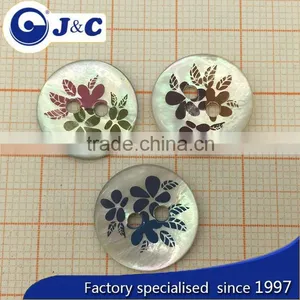 Custom Carving Natural Japanese Agoya Shell Button With Printing Flower thumbnail-1