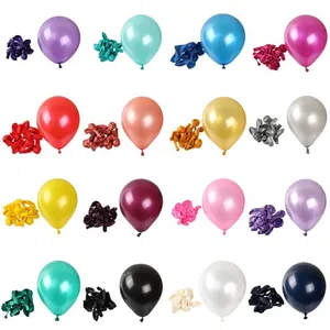 New100pcs 9 Inch Standard 1.8 g Round Multi Color Metallic Colour Helium Ballon Pearl Gold Silver Latex Balloon thumbnail-4