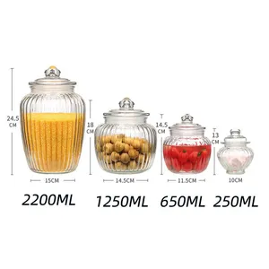Exquisite Ribbed Glass Storage Jars With Lids - Ideal for Kitchen Pantry, Preserving Snacks & Ingredients! thumbnail-5