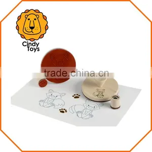 Wooden Rubber Stamps Fox and Raccoon With Tracks 4 Pcs for Kids thumbnail-1