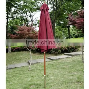 Top Quality Outdoor 9 Foot Light Wood Poly Garden Umbrella thumbnail-5