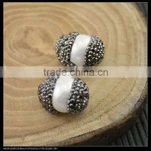 LFD-0053B Wholesale Pave Rhinestone Crystal Beads White Shell Connectors Bead Jewelry Making thumbnail-3