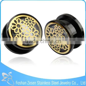 TP011436 Hot Fashion Piercing Surgical Steel Black Lotus Ear Plugs in Body Jewelry thumbnail-3