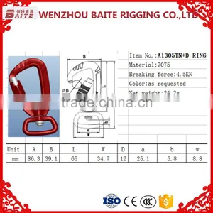 Red Aluminum Snap Hook,Outdoor Sports Carabiner With Snap Hook With D Ring Breakign Load 4.5KN For Climbing Use thumbnail-2