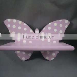 MDF Pink Color Butterfly Decorative Wooden Wall Shelf Wall Display thumbnail-1