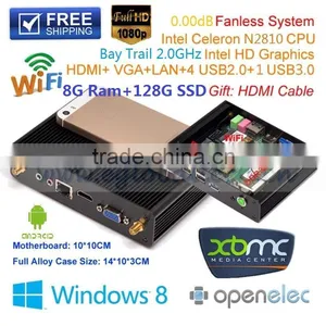 Baytrail Mini Computer Fanless PC With 8G DDR3L 128G SSD Intel Celeron Dual Core N2810 Support Windows7 Android HD VGA Display thumbnail-1
