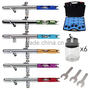PRO 6X AIRBRUSH SET 22cc Dual Action 0.35mm Aerografo for Cakes Nail Art Body Paint AS-29 thumbnail-1