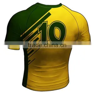 Yellow and Green Color Design Rugby Jersey With Sublimated Numbers thumbnail-2