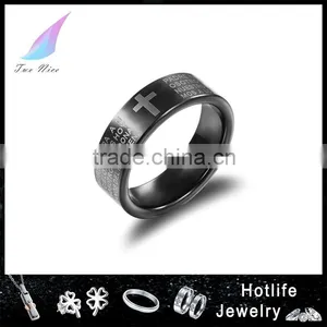Fashion Jewelry Manufacturer China Cross Prayer Tungsten Carbide Ring thumbnail-1