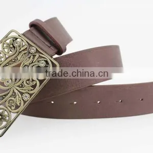 Hot Sale Vintage Style Women's Fashion PU Brand Belt With Shiny Rhinestone Square Shape Buckle thumbnail-6