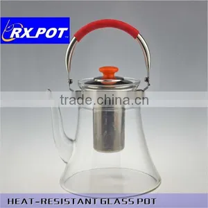 Custom Professional Heat Resistant Flower Glass Tea Pot With Tea Strainer, Borosilicate Glass 1500p/800p thumbnail-1
