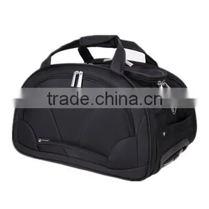 Fashion Black Polyester Rolling Duffel Bag With Trolley Super Light thumbnail-2