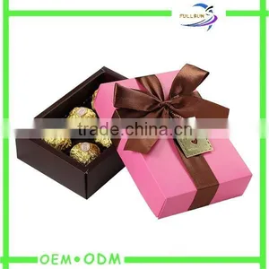 Wholesale Rectangular Gold Card Ribbon Bow Cardboard Chocolate Boxes thumbnail-1