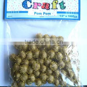 1inch x 25pcs Christmas Golden Glitter Pompoms thumbnail-1