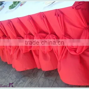 YHK#82 Fancy Table Skirt - Polyester Banquet Wedding Wholesale Chair Cover Sash Table Cloth Skirt Linen thumbnail-1