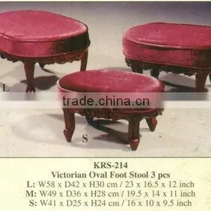 Victorian Oval Foot Stool 3 Pcs Mahogany Indoor Furniture. thumbnail-1