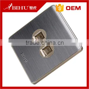 PC Brushed Stainless Steel Material Network Computer Wall Socket Rj45 Wall Outlet thumbnail-3
