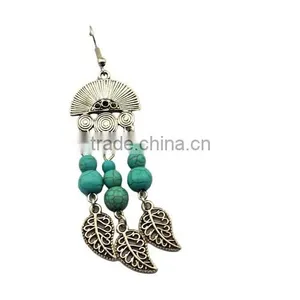 2016 Celebrity Design India Ethnic Style Leaf Tassels Pendant Turquoise Earrings thumbnail-3