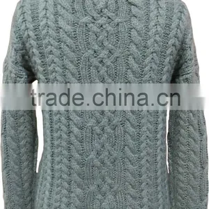 Mohair Like Acrylic,chunky,soft Hand Feeling,allover Cable With Beading,ladies' Pullover thumbnail-2