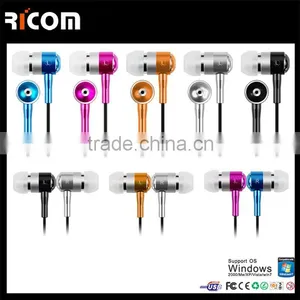 Stylish Metal Earphone,Metal Colorful Metal Earphone,Metal Flat Cable Earphone for Iphone 5-EO3007--Shenzhen Ricom thumbnail-6