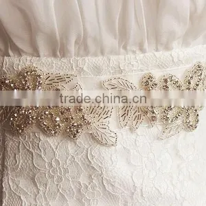 24*5.8cm Leaf Clear DIY Craft Bridal Sash Rhinestone Trim Belt thumbnail-2