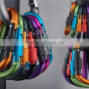Aluminum Alloy D Shape Carabiner Screw Lock Bottle Hook Buckle Hanging Padlock Key Chain Camping Hiking thumbnail-1