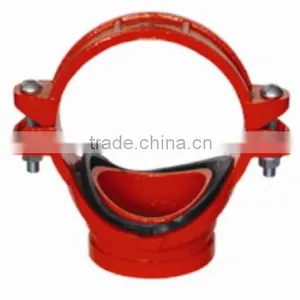 Red Corlor Ductile Iron Grooved Outlet Mechanical Tee thumbnail-3