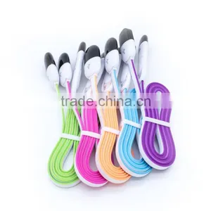 Colorful Flat Cord 2 in 1 Usb Cable for Iphone Samsung Huawei OPPO MEIZU thumbnail-3