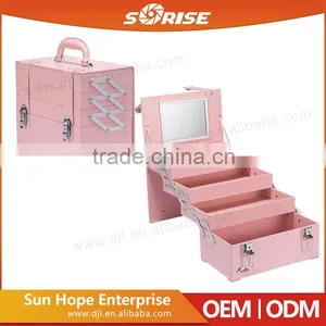 Gift Cute and Fancy Pink 4 Tier Waterproof Travel Toiletry Makeup Cosmetic Case Bag thumbnail-1