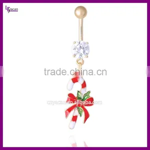 Wholesale Cheap Enamel Christmas Candy Navel Piercing Ring thumbnail-3