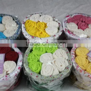 Custom Color Cotton Face Towel Packed in Willow Basket thumbnail-1