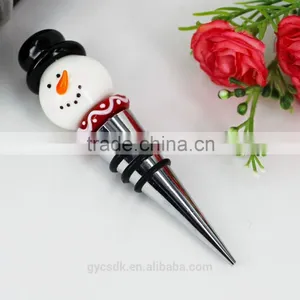 Snowman Head Murano Glass Wine Stoppers for Christmas Party Decoration thumbnail-1