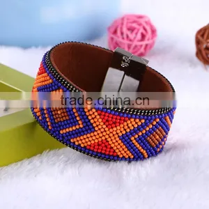 New Fashion Suede Crystal Wrap Velvet MultiLayers Braid Faux Leather Bracelet thumbnail-6