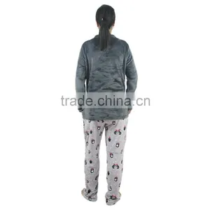 Kevince Women Polyester Flannel Pyjama Set Penguin KnittedMOQ 1000sets OEM Factory Directly thumbnail-3