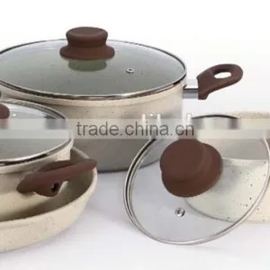 Forged Carbon Steel Marble Coating 7pcs Cookware Set With Softtoch Handle thumbnail-1